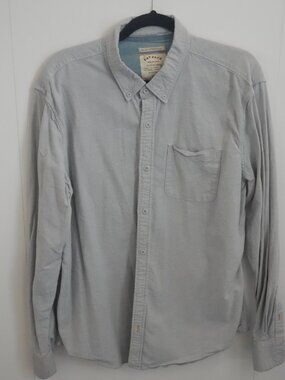 Fat Face Slim Stretch Oxford Shirt Light Gray Long Sleeve Men's Large
